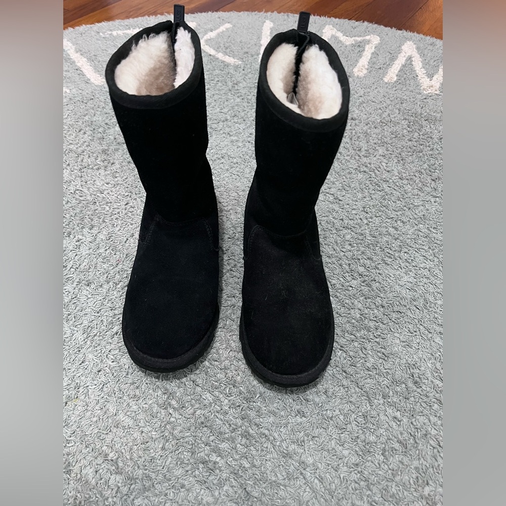 UGG Kids Black Boots with Soft Cream Interior
